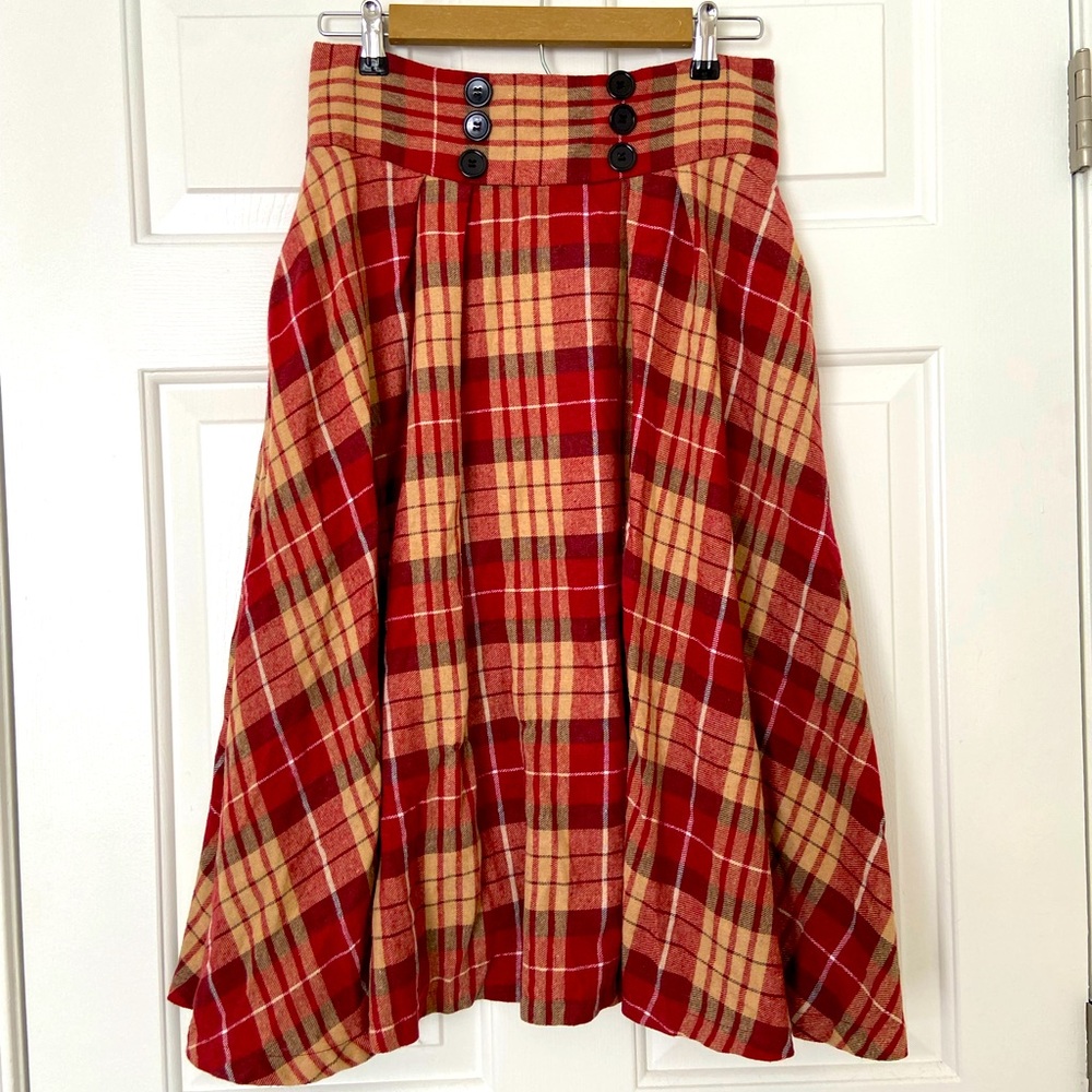 Flowy Plaid Midi Skirt